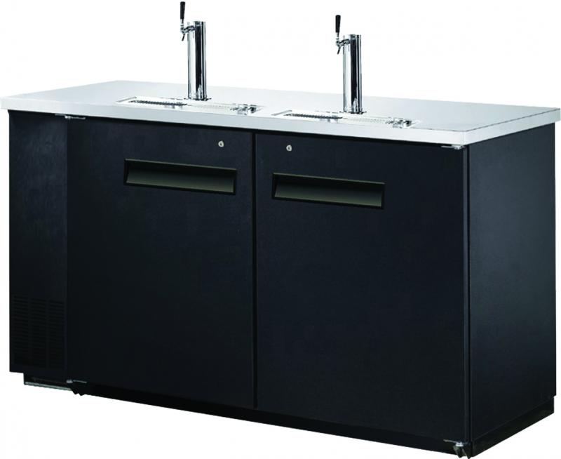 61-INCH SOLID DOOR BACK BAR COOLER WITH BEER DISPENSER WITH TWO TAPS AND 15.8 CU. FT. CAPACITY-Kegerators-The Wine Cooler Club