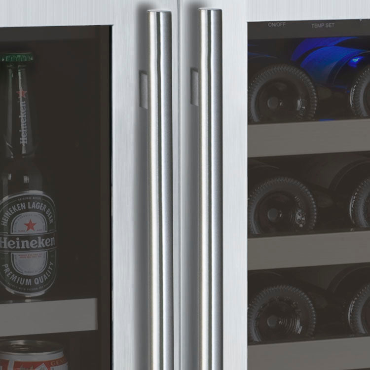 30" Wide FlexCount II Tru-Vino 30 Bottle/88 Can Dual Zone Stainless Steel Side-by-Side Wine Refrigerator/Beverage Center - BF 3Z-VSWB15-2S20-Wine Coolers-The Wine Cooler Club