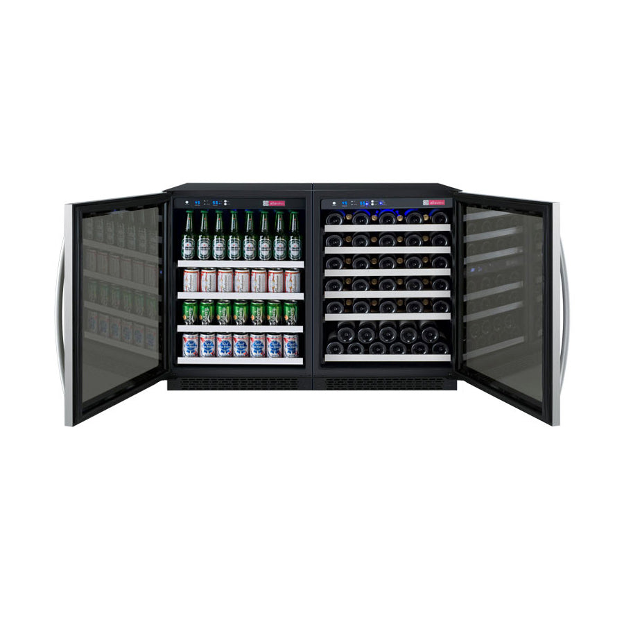 47" Wide FlexCount II Series 56 Bottle/154 Can Dual Zone Stainless Steel Side-by-Side Wine Refrigerator/Beverage Center - BF 3Z-VSWB24-2S20-Wine Coolers-The Wine Cooler Club