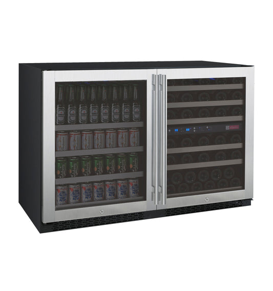 47" Wide FlexCount II Tru-Vino 56 Bottle/124 Can Stainless Steel Side-by-Side Wine Refrigerator/Beverage Center - BF 3Z-VSWB24-3S20-Wine Coolers-The Wine Cooler Club