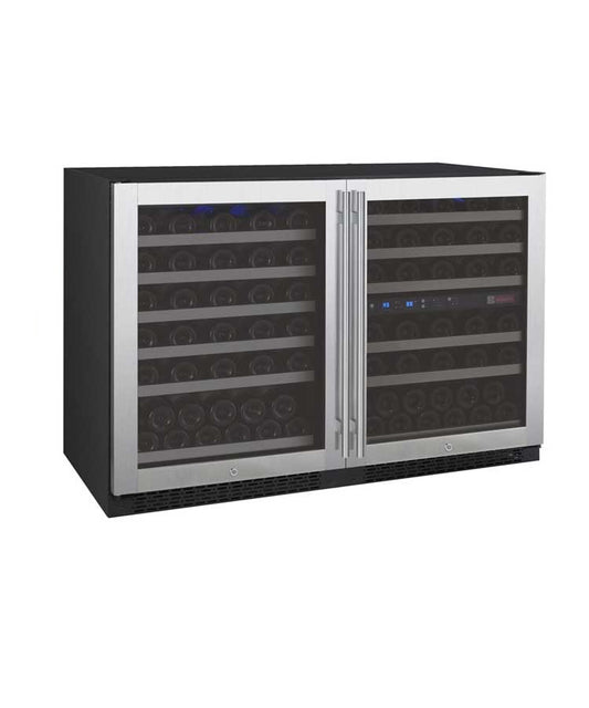 47" Wide FlexCount II Tru-Vino 112 Bottle Three Zone Stainless Steel Side-by-Side Wine Refrigerator - BF 3Z-VSWR5656-S20-Wine Coolers-The Wine Cooler Club