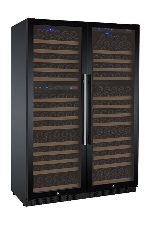 47" Wide FlexCount II Tru-Vino 349 Bottle Three Zone Black Side-by-Side Wine Refrigerator - BF 3Z-VSWR7772-B20-Wine Coolers-The Wine Cooler Club