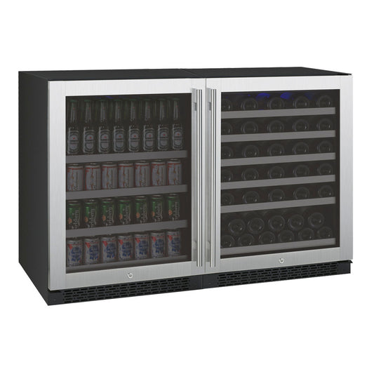 47" Wide FlexCount II Series 56 Bottle/154 Can Dual Zone Stainless Steel Side-by-Side Wine Refrigerator/Beverage Center - BF 3Z-VSWB24-2S20-Wine Coolers-The Wine Cooler Club