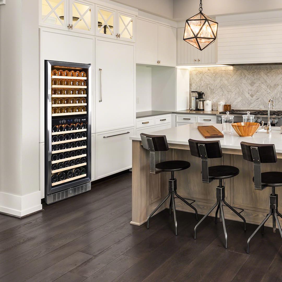 Newair 27” Built-in 116 Bottle Dual Zone Compressor Wine Fridge in Stainless Steel, Quiet Operation with Smooth Rolling Shelves AWR-1160DB-Wine Fridges-The Wine Cooler Club