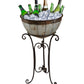 Galvanized Metal Beverage Cooler Tub with Stand QI003289-Wine Bottle Holders-The Wine Cooler Club