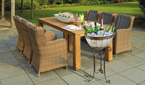 Galvanized Metal Beverage Cooler Tub with Stand QI003289-Wine Bottle Holders-The Wine Cooler Club