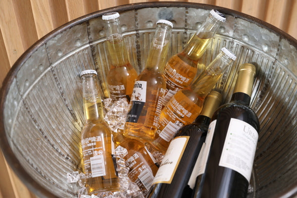 Galvanized Metal Beverage Cooler Tub with Stand QI003289-Wine Bottle Holders-The Wine Cooler Club