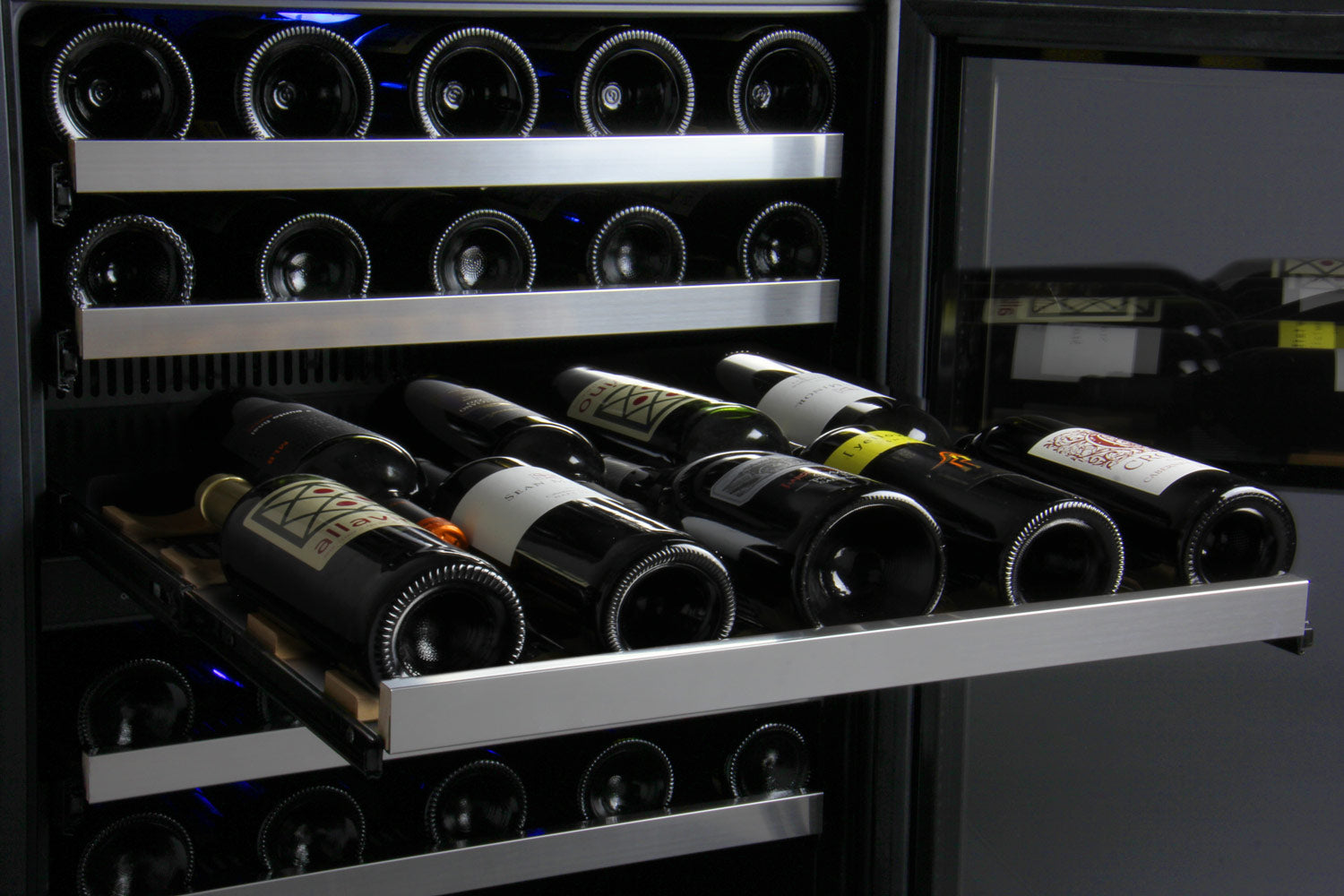 47" Wide FlexCount II Tru-Vino 112 Bottle Three Zone Stainless Steel Side-by-Side Wine Refrigerator - BF 3Z-VSWR5656-S20-Wine Coolers-The Wine Cooler Club