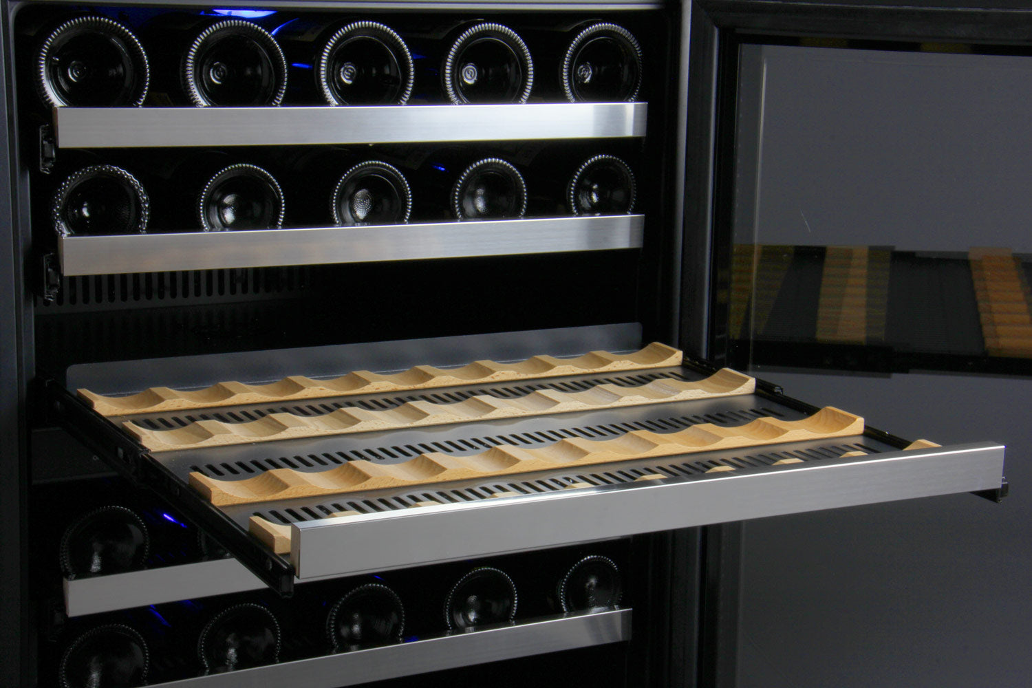 47" Wide FlexCount II Tru-Vino 112 Bottle Three Zone Stainless Steel Side-by-Side Wine Refrigerator - BF 3Z-VSWR5656-S20-Wine Coolers-The Wine Cooler Club