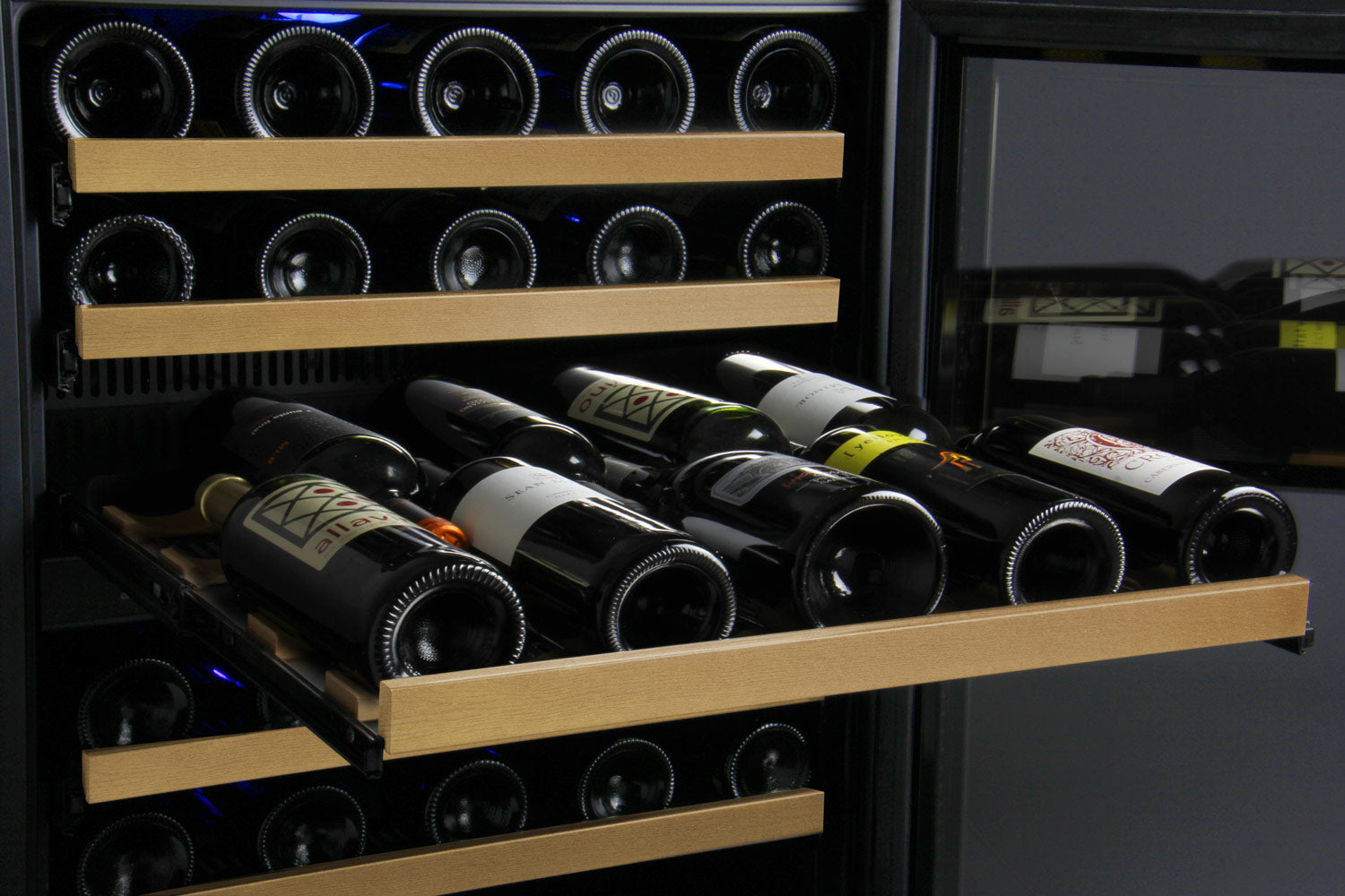 47" Wide FlexCount II Tru-Vino 112 Bottle Dual Zone Black Side-by-Side Wine Refrigerator - BF 2X-VSWR56-1B20-Wine Coolers-The Wine Cooler Club