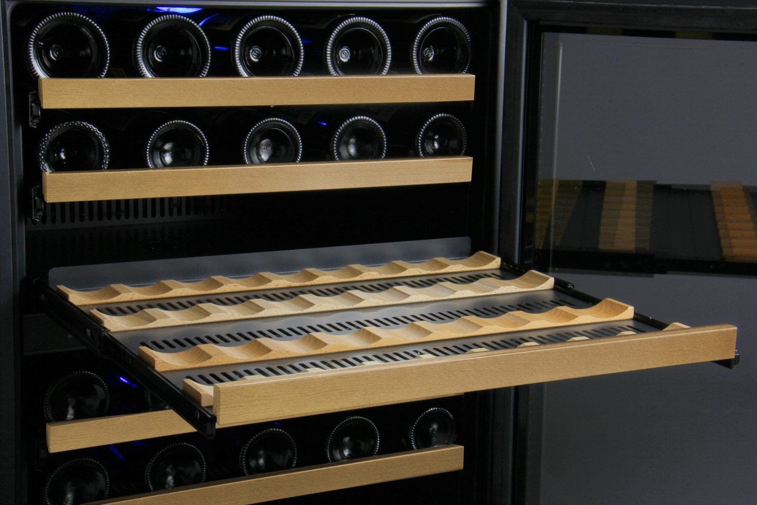 47" Wide FlexCount II Tru-Vino 112 Bottle Dual Zone Black Side-by-Side Wine Refrigerator - BF 2X-VSWR56-1B20-Wine Coolers-The Wine Cooler Club