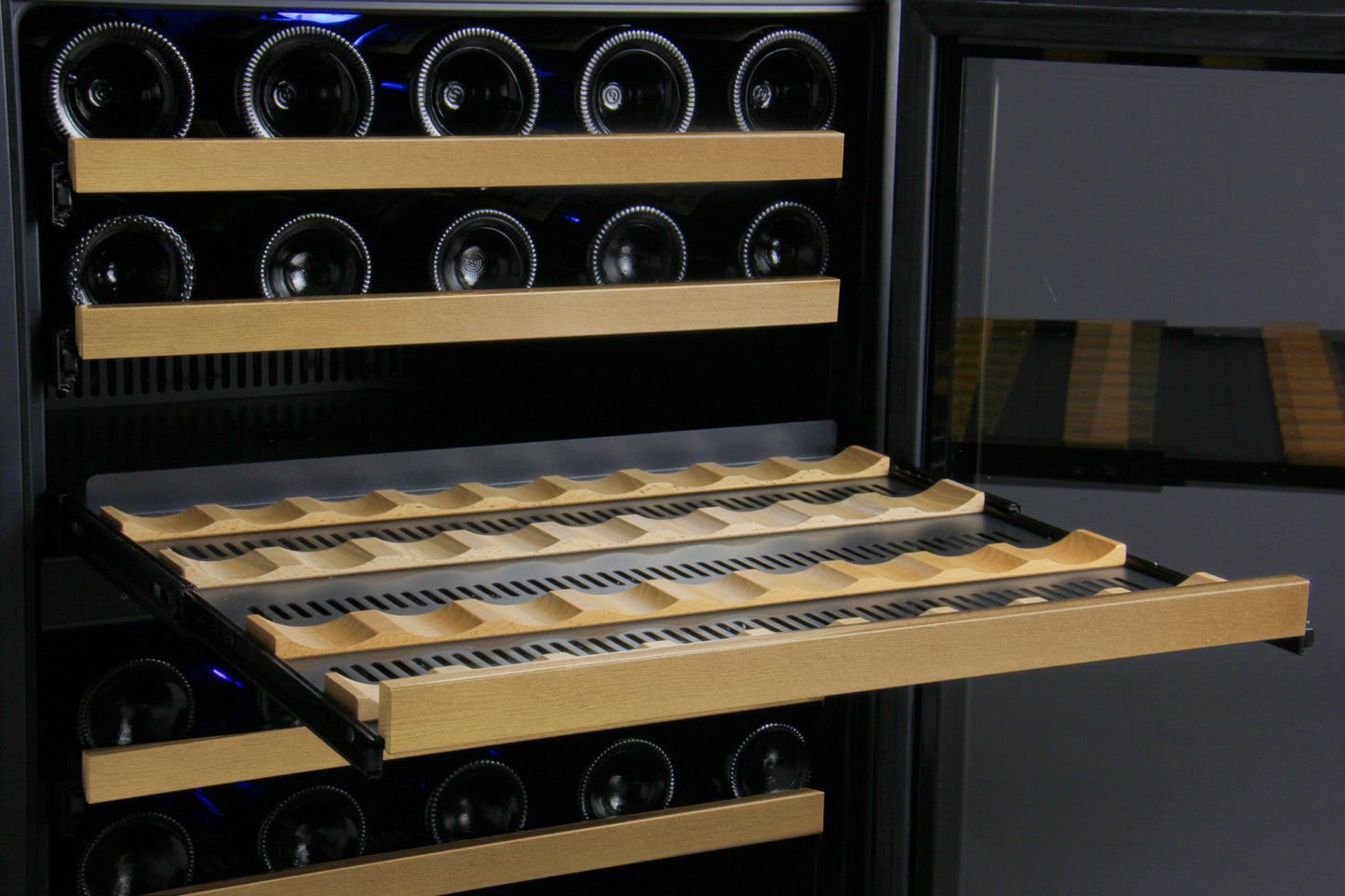 47" Wide FlexCount II Tru-Vino 112 Bottle Dual Zone Black Side-by-Side Wine Refrigerator - BF 2X-VSWR56-1B20-Wine Coolers-The Wine Cooler Club