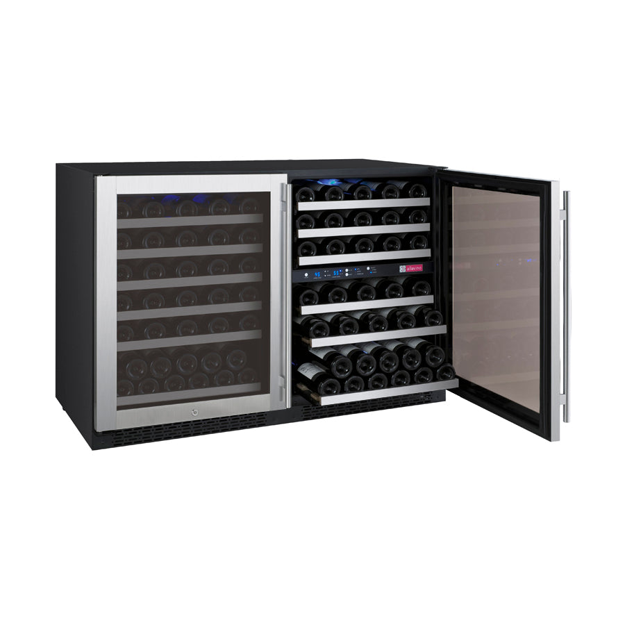 47" Wide FlexCount II Tru-Vino 112 Bottle Three Zone Stainless Steel Side-by-Side Wine Refrigerator - BF 3Z-VSWR5656-S20-Wine Coolers-The Wine Cooler Club