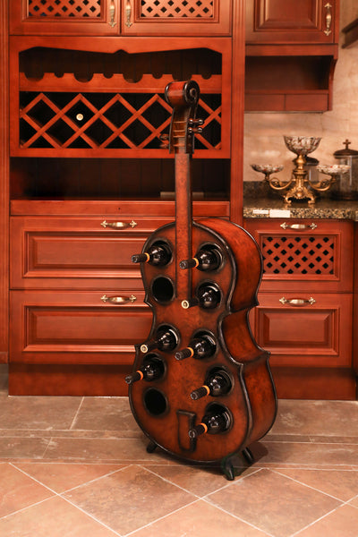 Wooden Violin Shaped Wine Rack-10 Bottle Decorative Wine Holder QI003342L-Wine Bottle Holders-The Wine Cooler Club