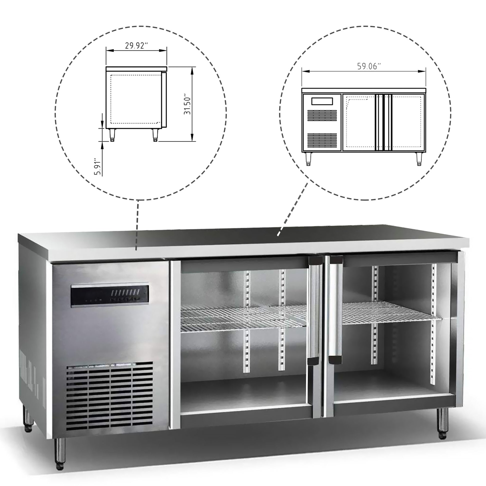 Kingsbottle 59" Double Glass Back Bar Cooler for Multiple Bottles KBU380SS-Wine Coolers-The Wine Cooler Club