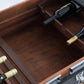 Black Crocodile Leather Coffee End Table and Wine Bar Trunk with Sliding Top and Drawers QI003412L-Wine Bottle Holders-The Wine Cooler Club