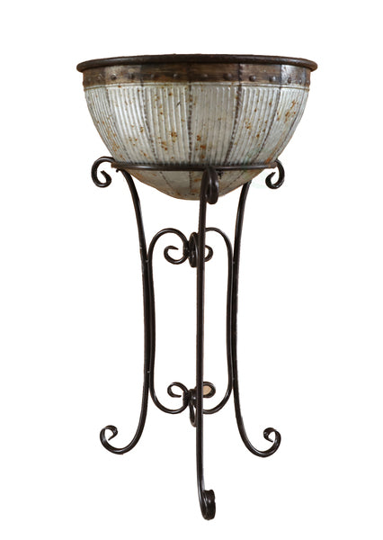 Galvanized Metal Standing Beverage Cooler Tub with Liner QI003628-Wine Bottle Holders-The Wine Cooler Club