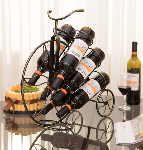 Vintage Decorative Metal Bicycle 6 Bottle Countertop Tabletop Wine Holder QI003561-Wine Bottle Holders-The Wine Cooler Club