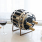 Vintage Decorative Metal Barrel Shaped Tabletop Countertop 3 Wine Bottle Holder QI003563-Wine Bottle Holders-The Wine Cooler Club