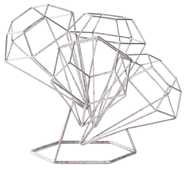 Vintage Decorative Metal Diamond Shaped Tabletop Countertop Wine 4 Bottle Holder QI003564-Wine Bottle Holders-The Wine Cooler Club