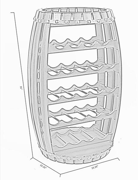 Rustic Barrel Shaped Wooden Wine Rack for 23 Bottles QI003604L-Wine Bottle Holders-The Wine Cooler Club