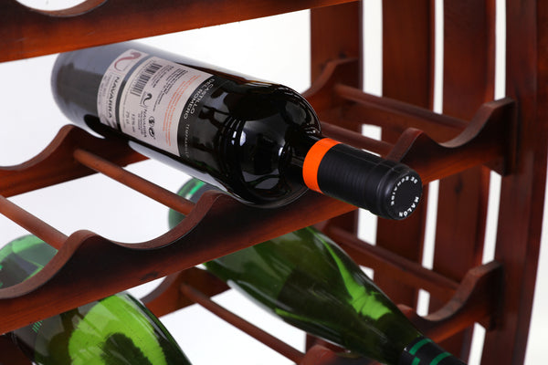 Rustic Barrel Shaped Wooden Wine Rack for 23 Bottles QI003604L-Wine Bottle Holders-The Wine Cooler Club