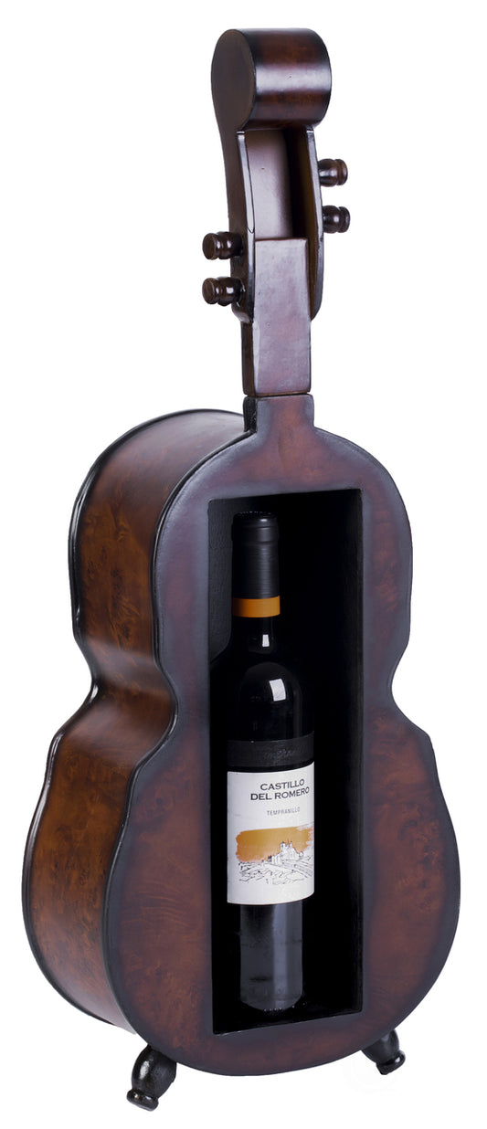 Wooden Violin Shaped Vintage Decorative Single Bottle Wine Holder QI003657-Wine Bottle Holders-The Wine Cooler Club