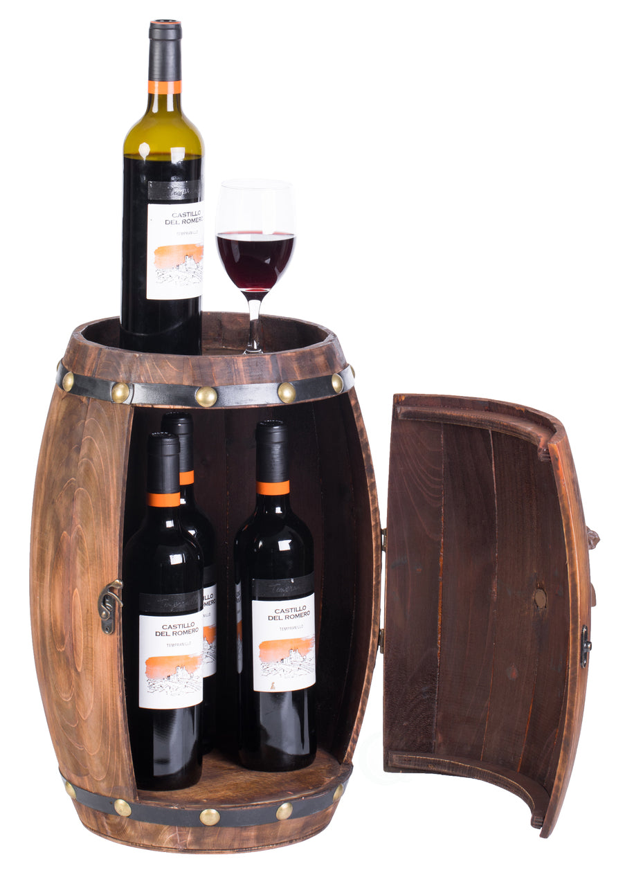 Wooden Barrel Shaped Vintage Decorative Wine Storage Rack QI003659-Wine Bottle Holders-The Wine Cooler Club