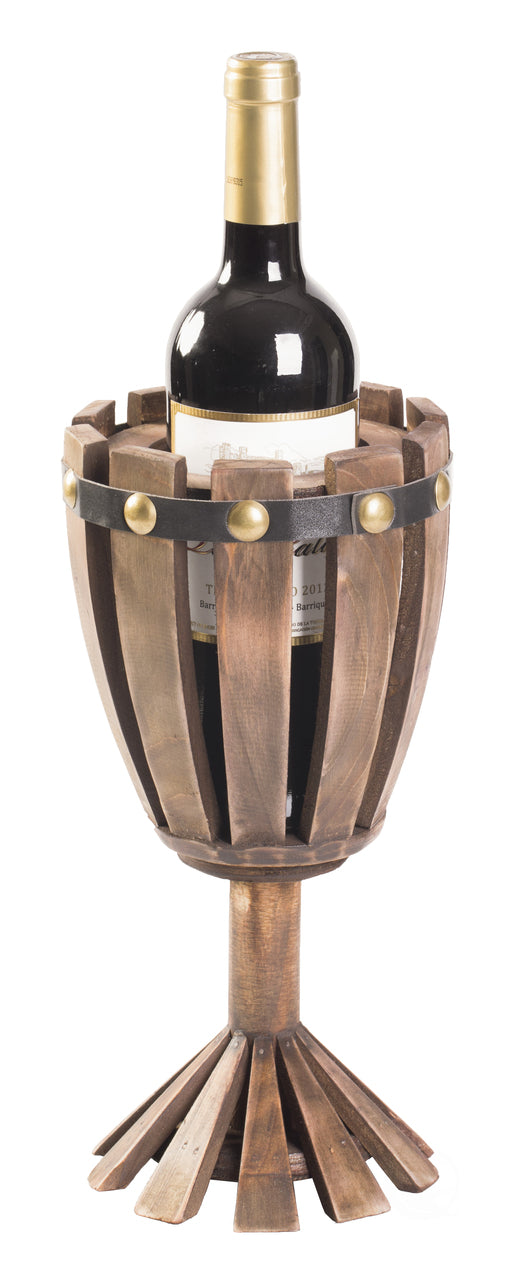 Wooden Wine Goblet Shaped Vintage Decorative Single Bottle Wine Holder QI003662-Wine Bottle Holders-The Wine Cooler Club
