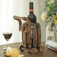 Wooden Barrel Cart Vintage Decorative Shaped Single Bottle Wine Holder QI003663-Wine Bottle Holders-The Wine Cooler Club