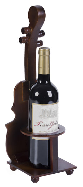 Brown Violin Cello Shaped Vintage Decorative Single Bottle Wine Holder QI003664-Wine Bottle Holders-The Wine Cooler Club