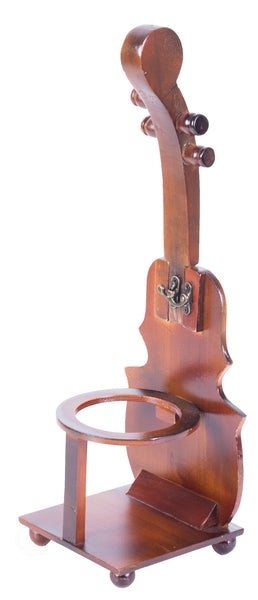 Brown Violin Cello Shaped Vintage Decorative Single Bottle Wine Holder QI003664-Wine Bottle Holders-The Wine Cooler Club