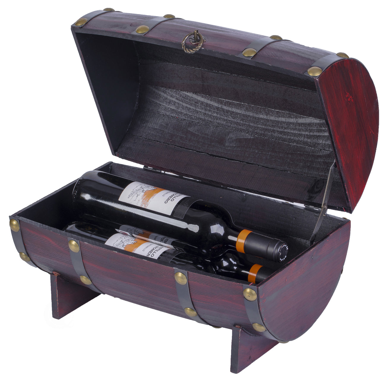 Wooden Wine Barrel Shaped Treasure Chest Vintage Decorative Wine Holder, Cherry QI003665C-Wine Bottle Holders-The Wine Cooler Club