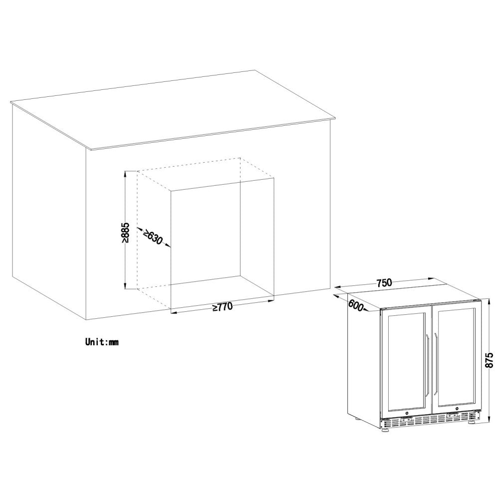 LANBO 30 INCH WINE AND BEVERAGE COOLER LW3370B-Wine Coolers-The Wine Cooler Club