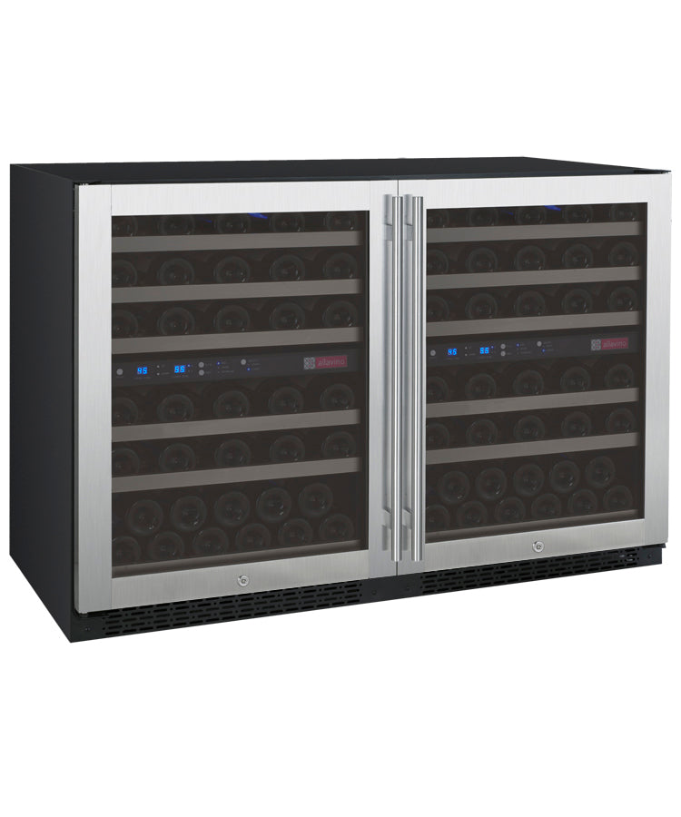 47" Wide FlexCount II Tru-Vino 112 Bottle Four Zone Stainless Steel Side-by-Side Wine Refrigerator - BF 2X-VSWR56-2S20-Wine Coolers-The Wine Cooler Club