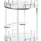 Round Wood Serving Bar Cart Tea Trolley with 2 Tier Shelves and Rolling Wheels QI003779-Wine Bottle Holders-The Wine Cooler Club