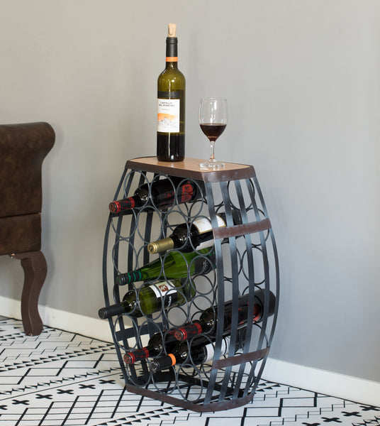 Barrel Shaped 22 Bottles Decorative Table Wine Rack Storage QI003805-Wine Bottle Holders-The Wine Cooler Club