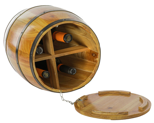 Wine Barrel 4 Sectional Crate With Removable Head Lid QI003766-Wine Bottle Holders-The Wine Cooler Club