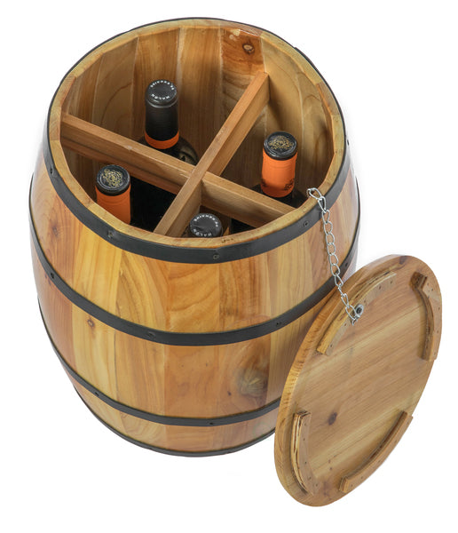 Wine Barrel 4 Sectional Crate With Removable Head Lid QI003766-Wine Bottle Holders-The Wine Cooler Club