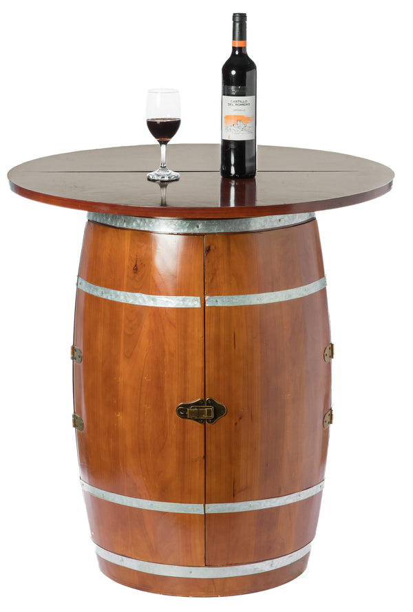 Wine Barrel Round Table Wine Storage Cabinet QI003768-Wine Bottle Holders-The Wine Cooler Club