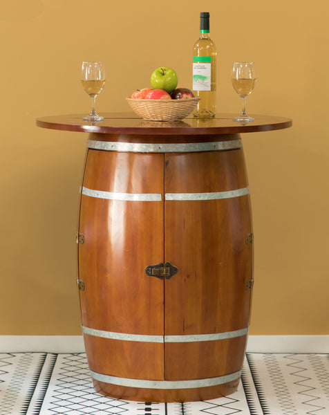 Wine Barrel Round Table Wine Storage Cabinet QI003768-Wine Bottle Holders-The Wine Cooler Club