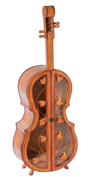 4.5 Feet Tall Violin Shaped Cabinet With 2 Shelf and Acrylic Clear Double Door QI003770-Wine Bottle Holders-The Wine Cooler Club
