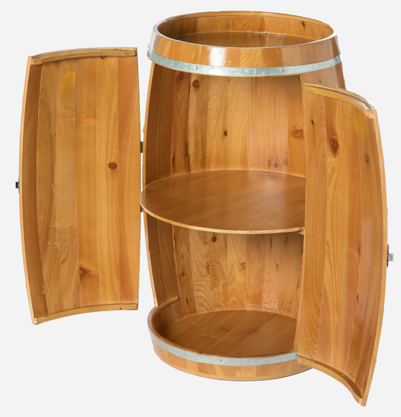 Wooden Wine Barrel Shaped Wine Holder, Bar Storage Lockable Storage Cabinet QI003771-Wine Bottle Holders-The Wine Cooler Club