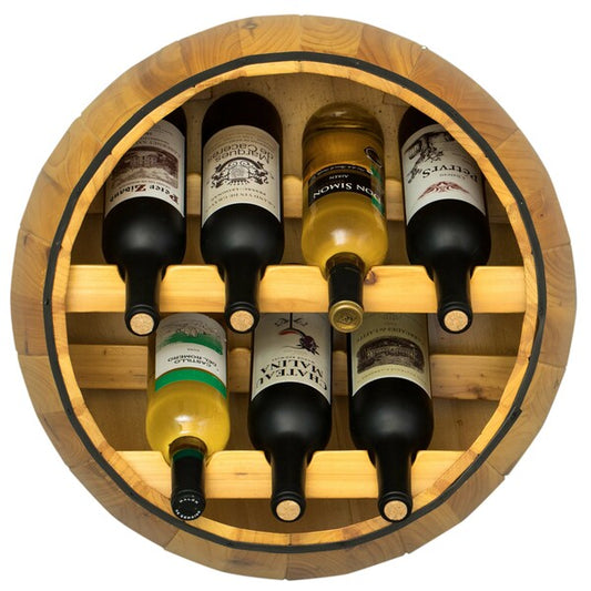 Wooden Hanging Wine Barrel Wine Rack QI003949-Wine Bottle Holders-The Wine Cooler Club