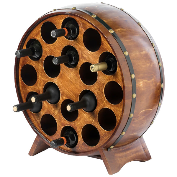 Wooden Stackable Round Shaped Wine Barrel Wine Rack, 1 Rack QI003950-Wine Bottle Holders-The Wine Cooler Club