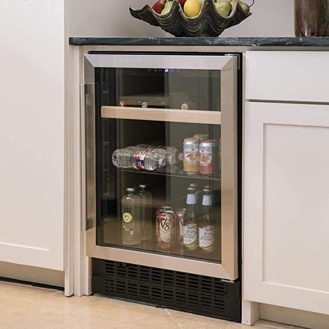 Azure 24 Inch Beverage Center with Blue LED Lighting3 cu. ft. Capacity: Panel Ready-Glass-Wine Coolers-The Wine Cooler Club