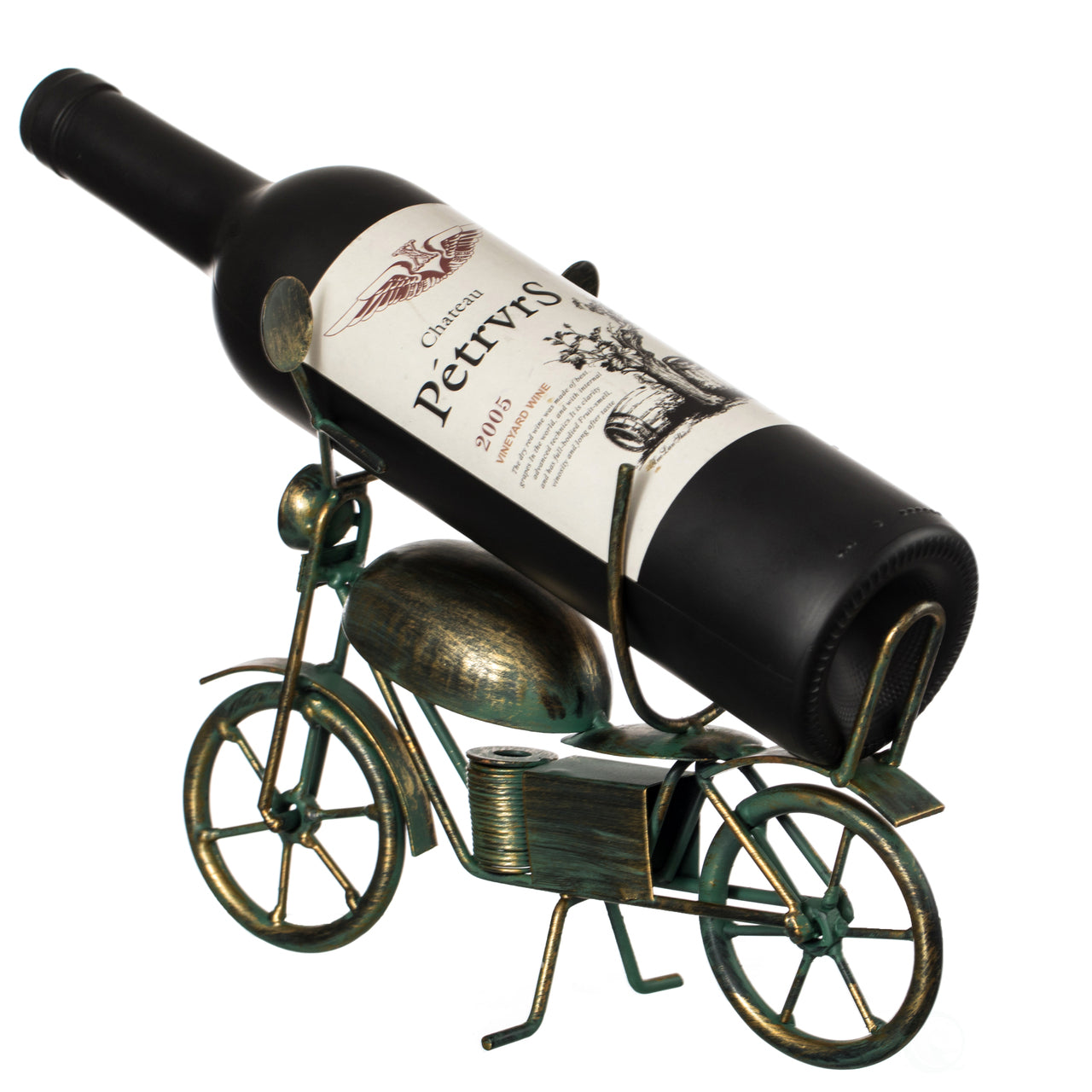 Metal Figurine Motorcycle Shaped Vintage Wine Single Bottle Holder Stand Rack QI004317-Wine Bottle Holders-The Wine Cooler Club