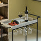 Metal Wine Bar Serving Cart with Rolling Wheels, Wine Rack, and Glass Holder QI004279-wine carts-The Wine Cooler Club