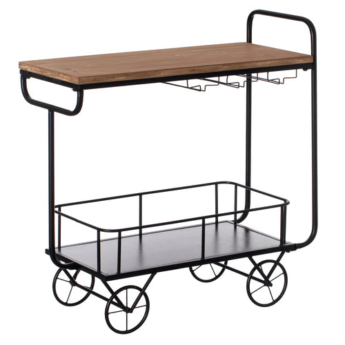 Metal Wine Bar Serving Cart with Rolling Wheels, Glass Holder, and Wine Rack QI004280-wine carts-The Wine Cooler Club