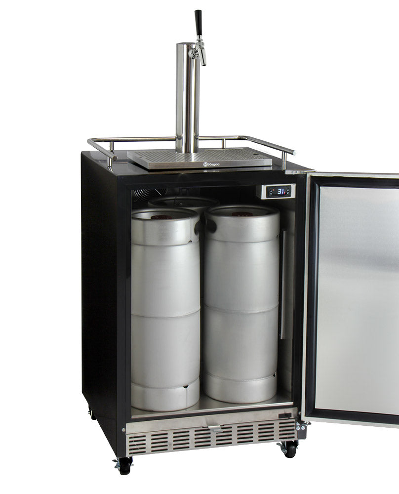 24" Wide Single Tap Stainless Steel Commercial Built-In Right Hinge Digital Kegerator with Kit-Kegerators-The Wine Cooler Club